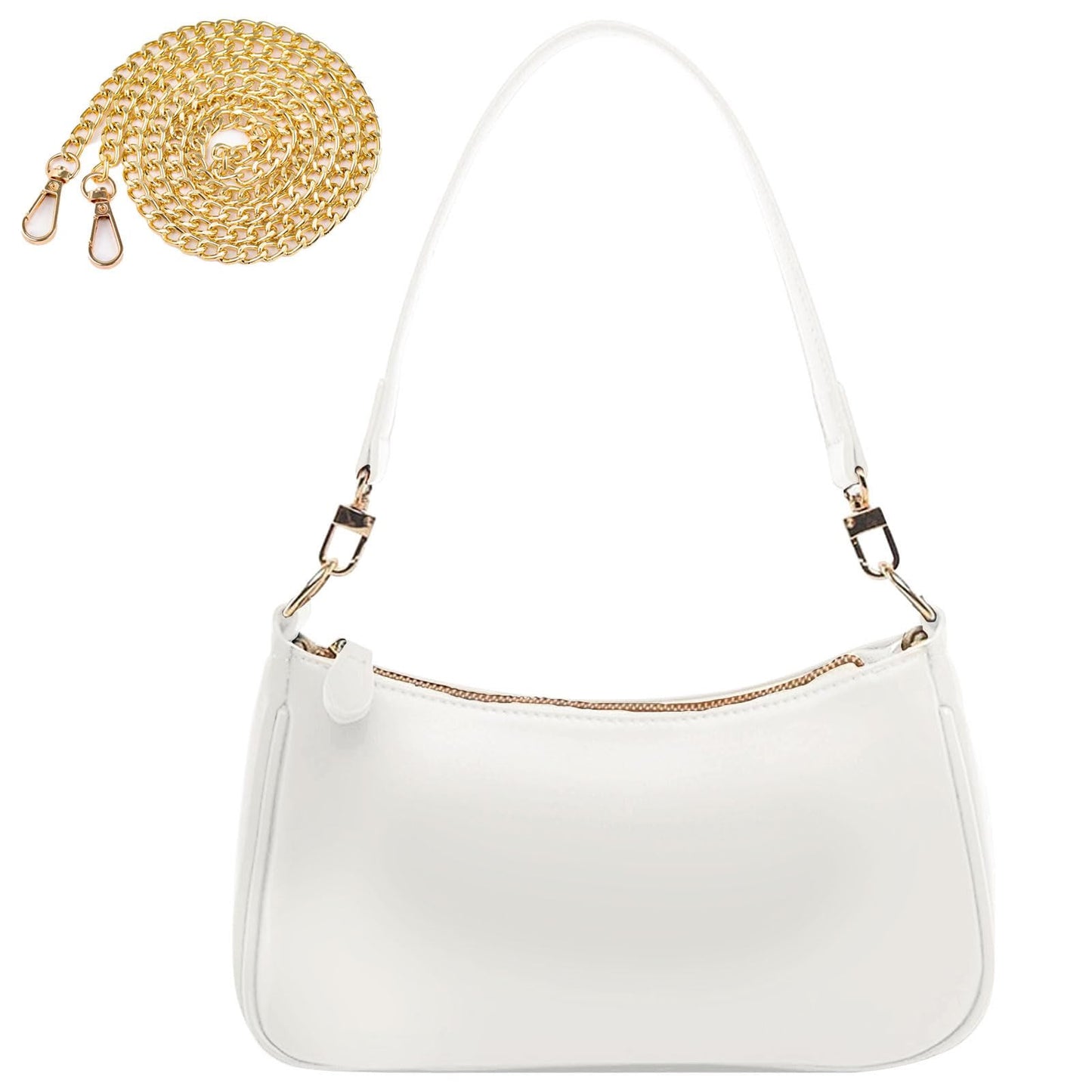 Munskt Bolso de hombro de piel sintética para mujer, de mano con cadena, pequeño con cremallera
